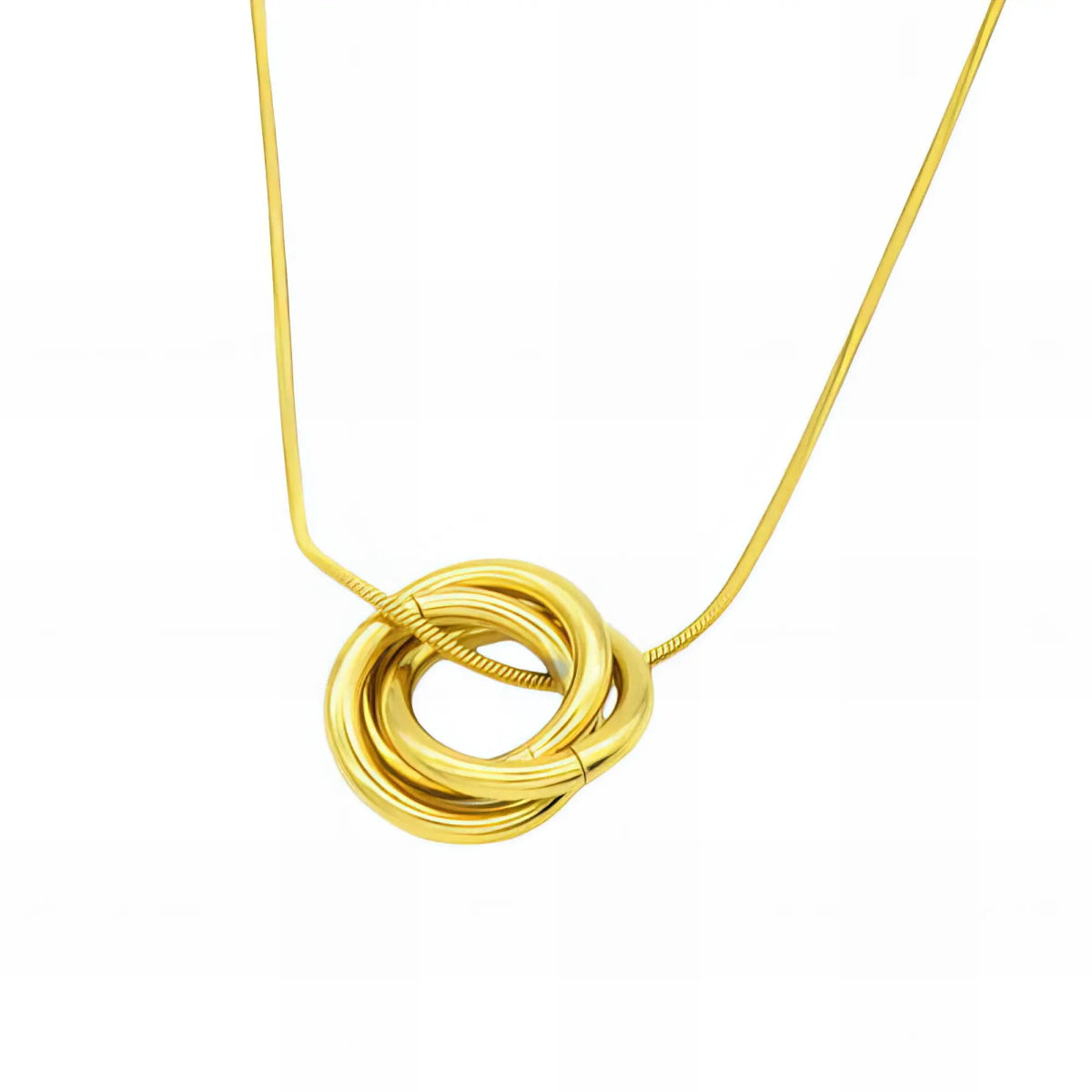 Ατσάλινο κολιέ επιχρυσωμένο κρεμαστό με τρεις κρίκους (N3141) - charmy.gr