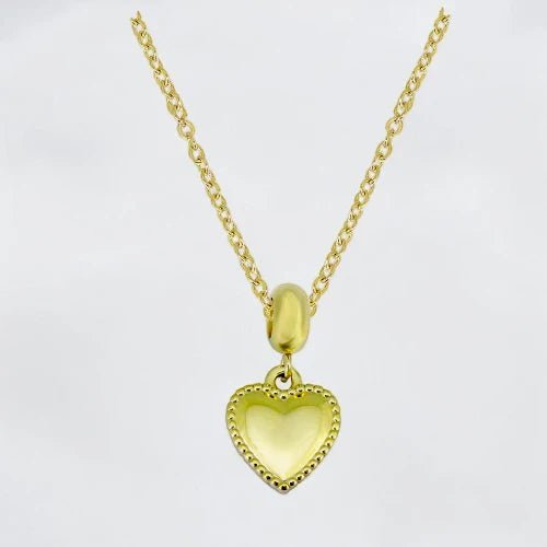 Ατσάλινο κολιέ καρδιά επιχρυσωμένο 18k (N3000) - charmy.gr