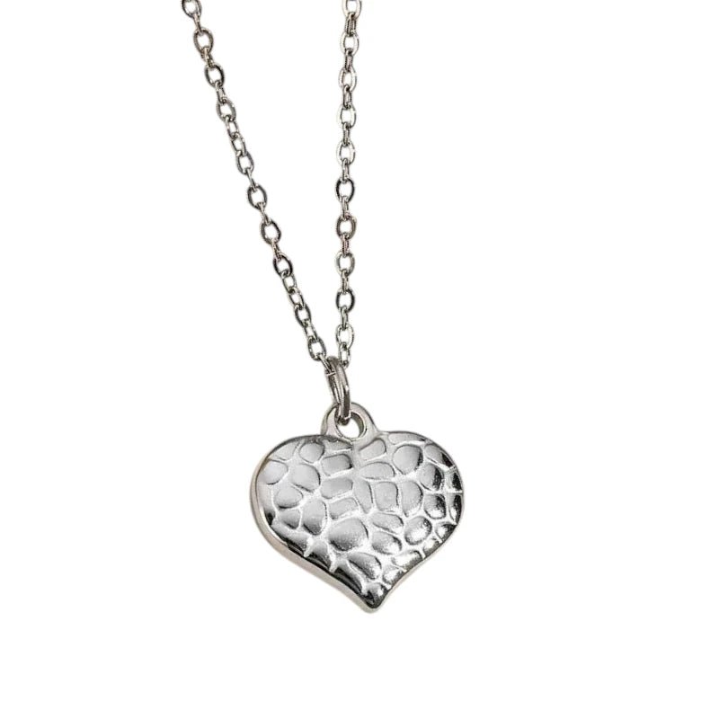 Ατσάλινο κολιέ καρδιά χρώμα ασημί (N1586) - charmy.gr