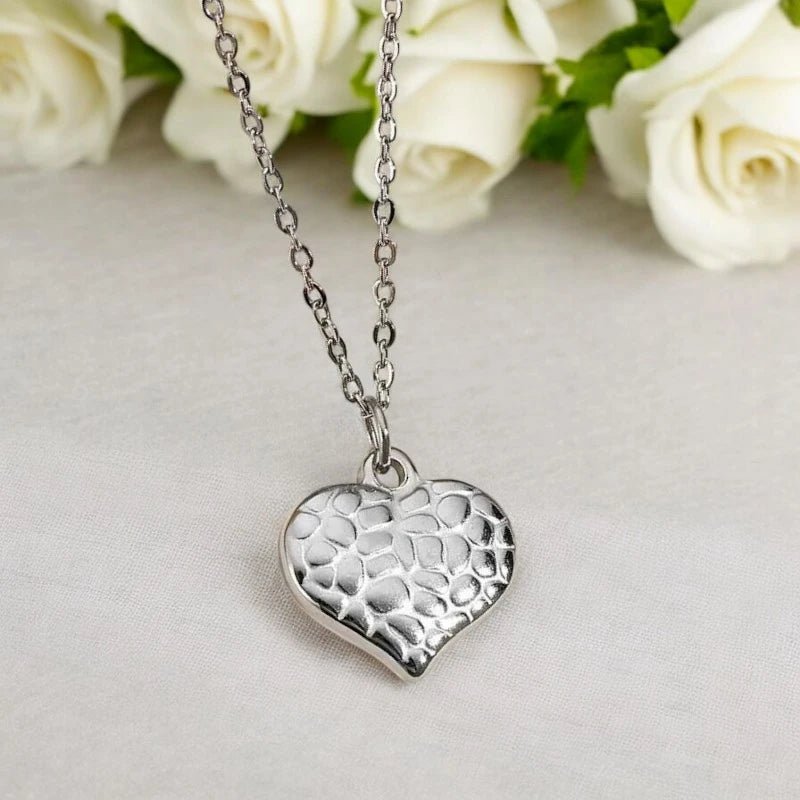 Ατσάλινο κολιέ καρδιά χρώμα ασημί (N1586) - charmy.gr