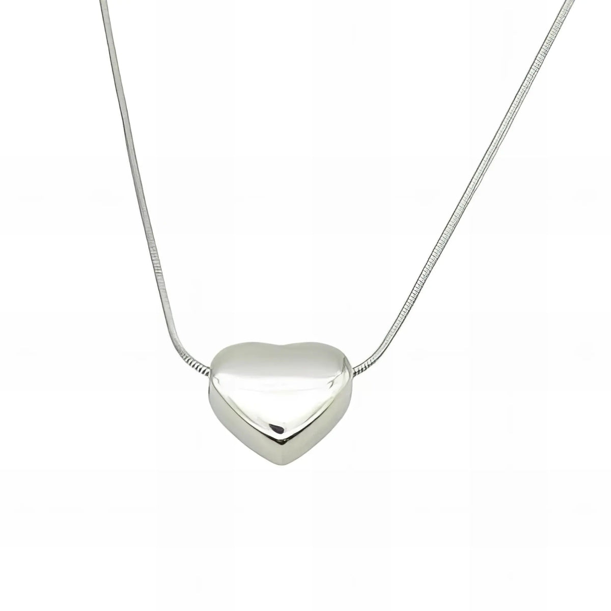 Ατσάλινο κολιέ καρδιά χρώμα ασημί (N3140) - charmy.gr