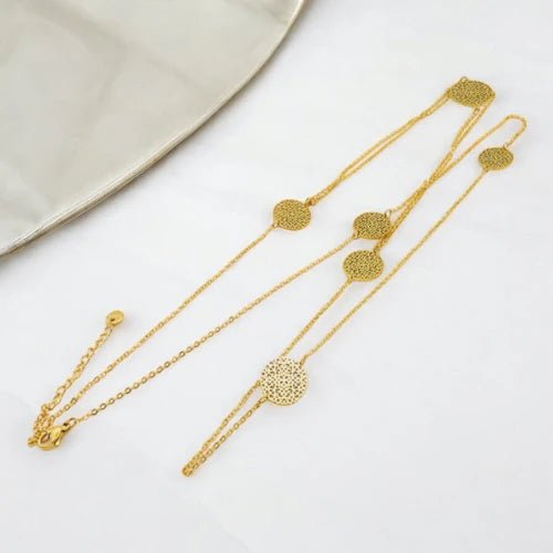 Ατσάλινο κολιέ μακρύ 100cm επιχρυσωμένο (N3057) - charmy.gr