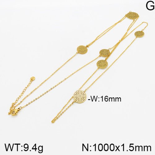 Ατσάλινο κολιέ μακρύ 100cm επιχρυσωμένο (N3057) - charmy.gr