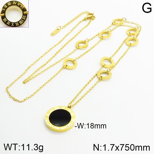 Ατσάλινο κολιέ μακρύ 75cm με κυκλικά στοιχεία (N3019) - charmy.gr