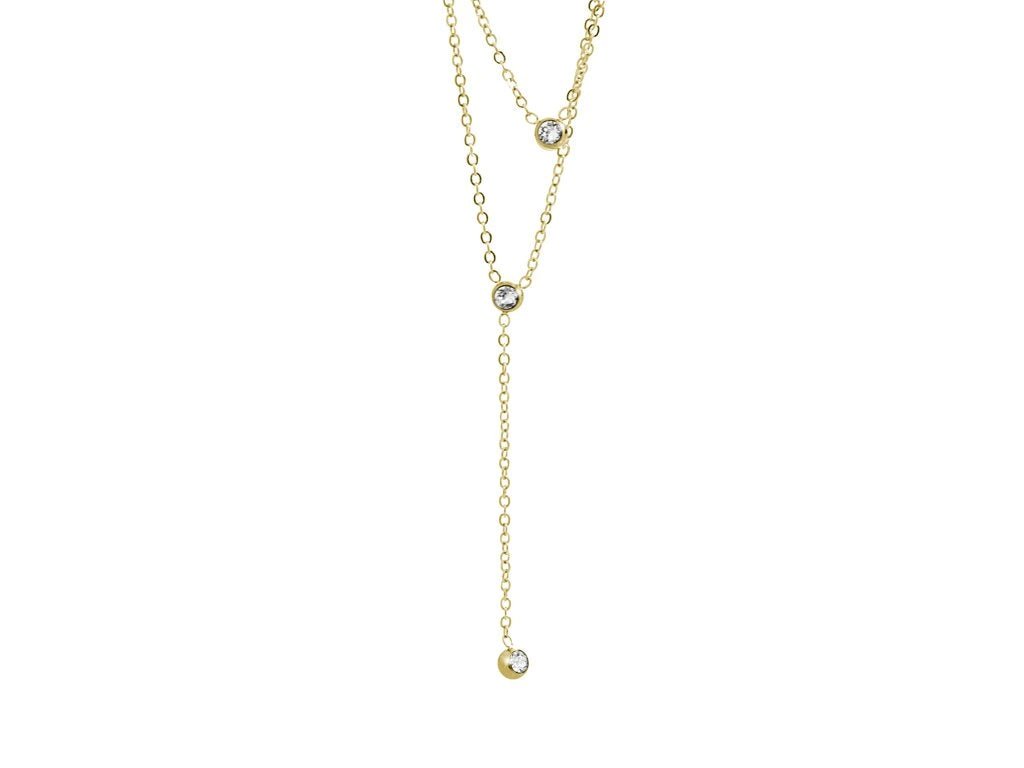 Ατσάλινο κολιέ με κρύσταλλα Swarovski επιχρυσωμένο (J1036) - charmy.gr