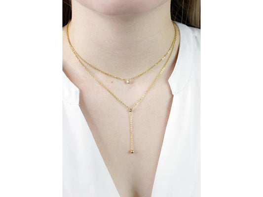 Ατσάλινο κολιέ με κρύσταλλα Swarovski επιχρυσωμένο (J1036) - charmy.gr