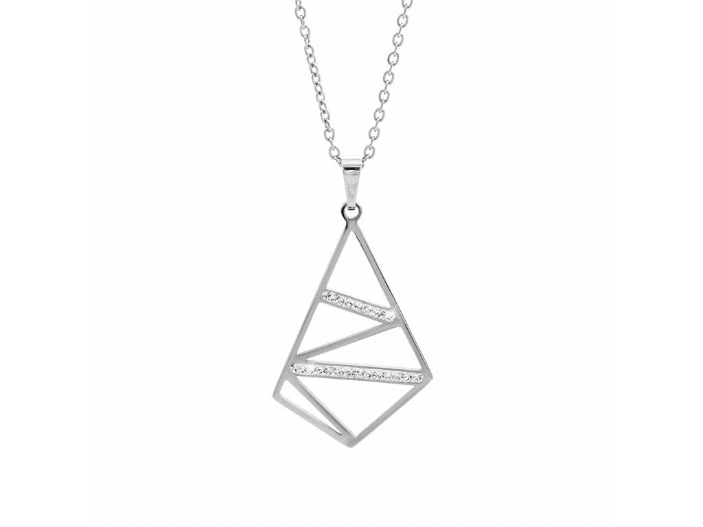 Ατσάλινο κολιέ με κρύσταλλα Swarovski (J1044) - charmy.gr