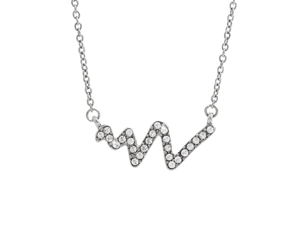 Ατσάλινο κολιέ με κρύσταλλα Swarovski (J1047) - charmy.gr