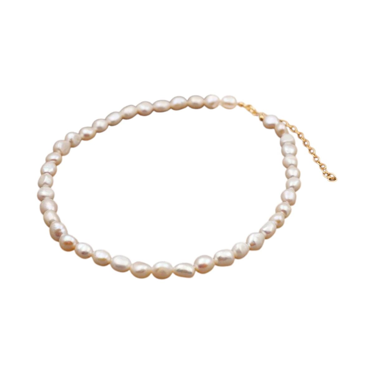 Ατσάλινο κολιέ με μαργαριτάρια γλυκού νερού (N1738) - charmy.gr