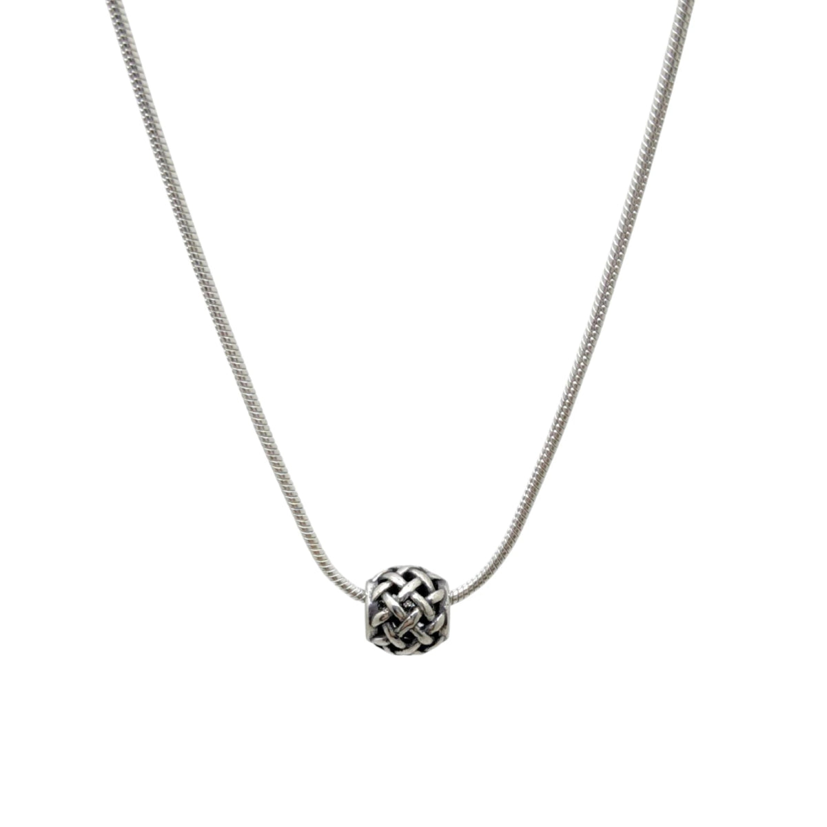 Ατσάλινο Κολιέ με Χάντρα σε Πλέξη (N3207) - charmy.gr