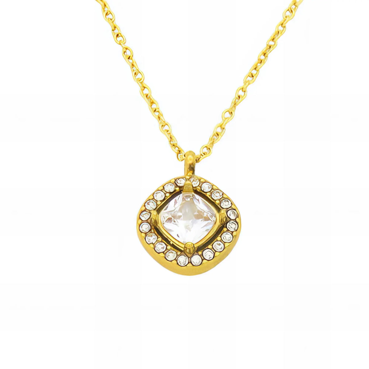 Ατσάλινο κολιέ ροζέτα επιχρυσωμένο (N3150) - charmy.gr