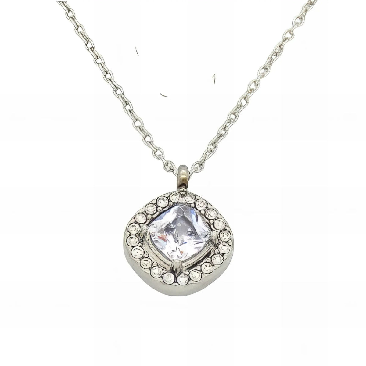 Ατσάλινο κολιέ ροζέτα χρώμα ασημί (N3148) - charmy.gr