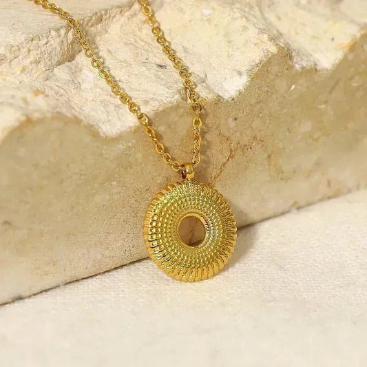Ατσάλινο κολιέ vintage επιχρυσωμένο 18k (N1604) - charmy.gr