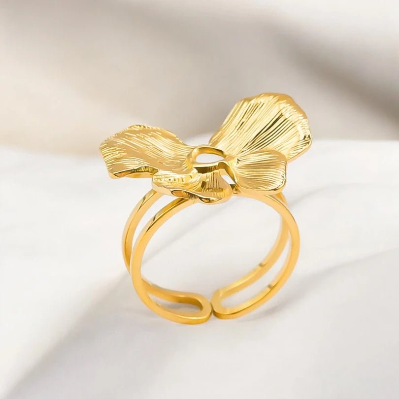 Ατσάλινο ρυθμιζόμενο δαχτυλίδι λουλούδι (R1401) - charmy.gr