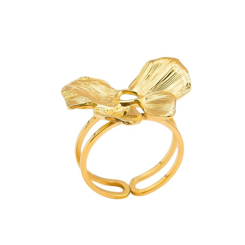 Ατσάλινο ρυθμιζόμενο δαχτυλίδι λουλούδι (R1401) - charmy.gr