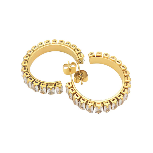 Ατσάλινοι κρίκοι 2.7cm με ζιργκόν επιχρυσωμένοι (E3026) - charmy.gr