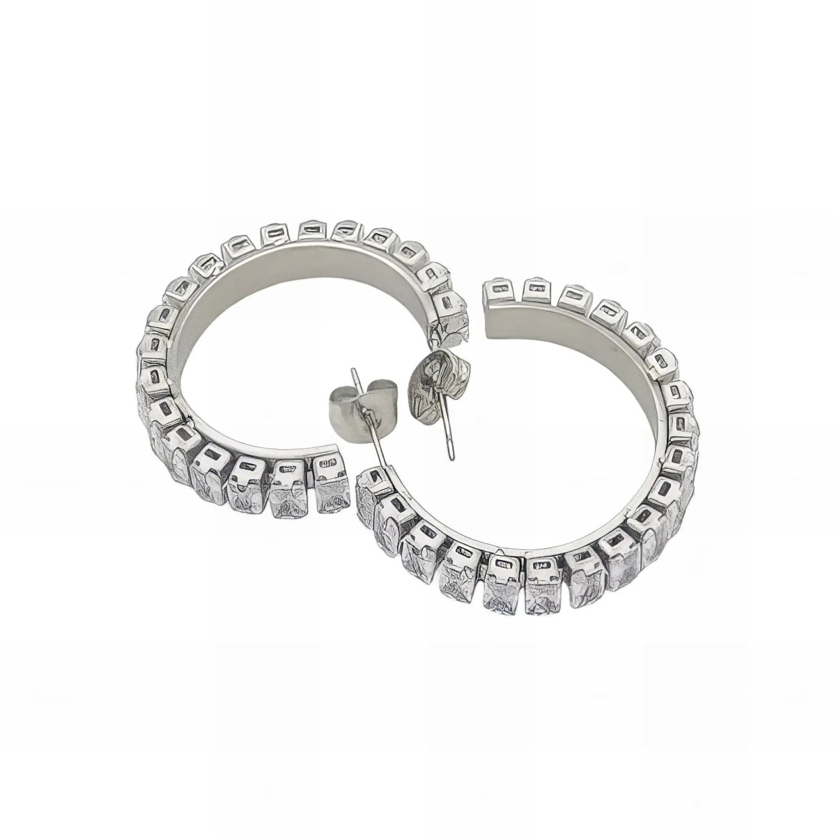 Ατσάλινοι κρίκοι 2.7cm με ζιργκόν χρώμα ασημί (E3025) - charmy.gr