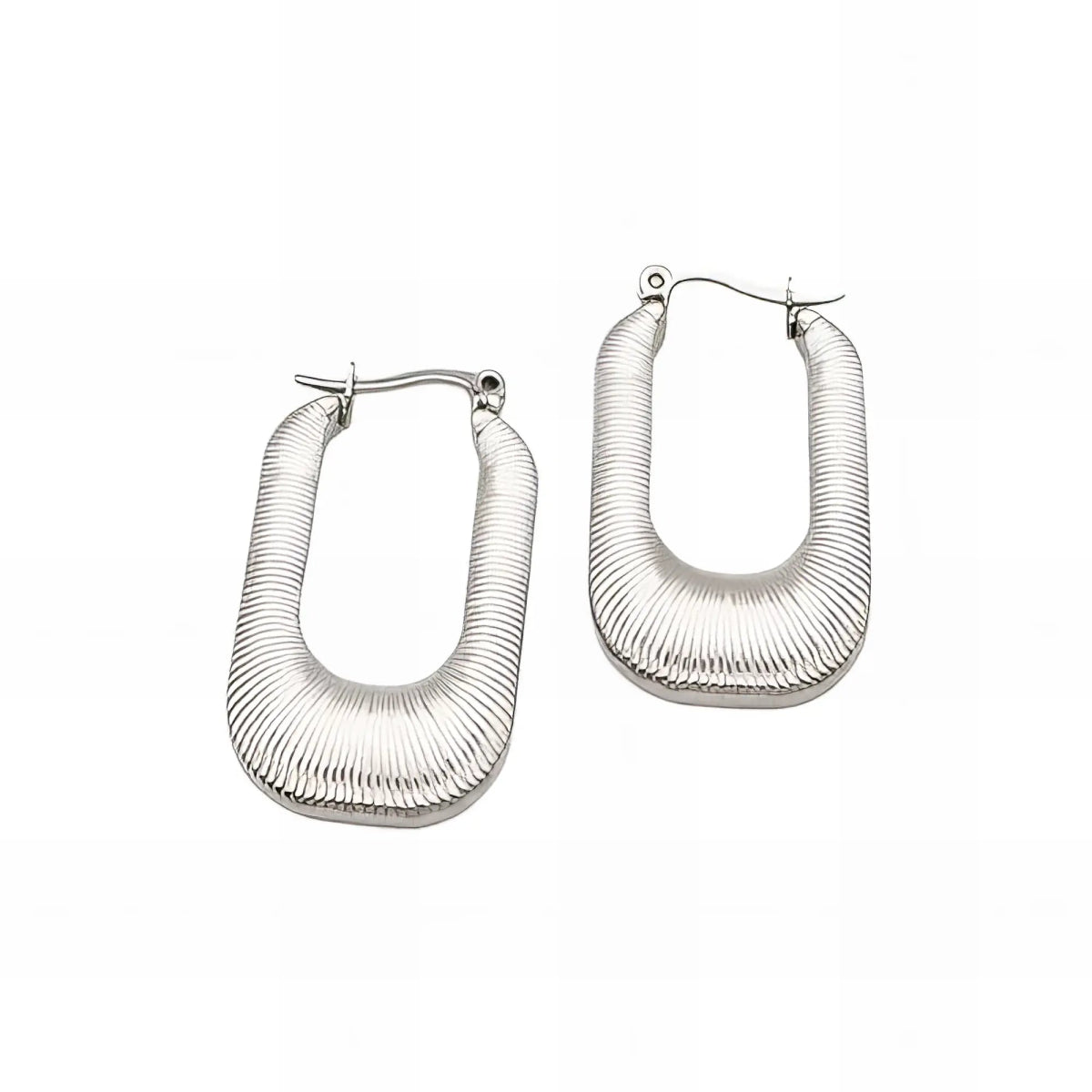 Ατσάλινοι κρίκοι ορθογώνιοι 2.8cm με χαρακιές χρώμα ασημί (E3039) - charmy.gr