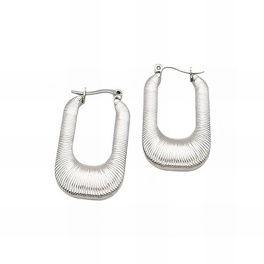 Ατσάλινοι κρίκοι ορθογώνιοι 2.8cm με χαρακιές χρώμα ασημί (E3039) - charmy.gr