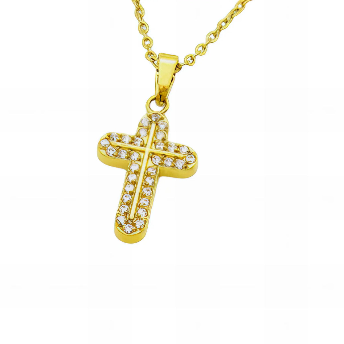 Ατσάλινος σταυρός επιχρυσωμένος 1.5cm με ζιργκόν (N3092) - charmy.gr