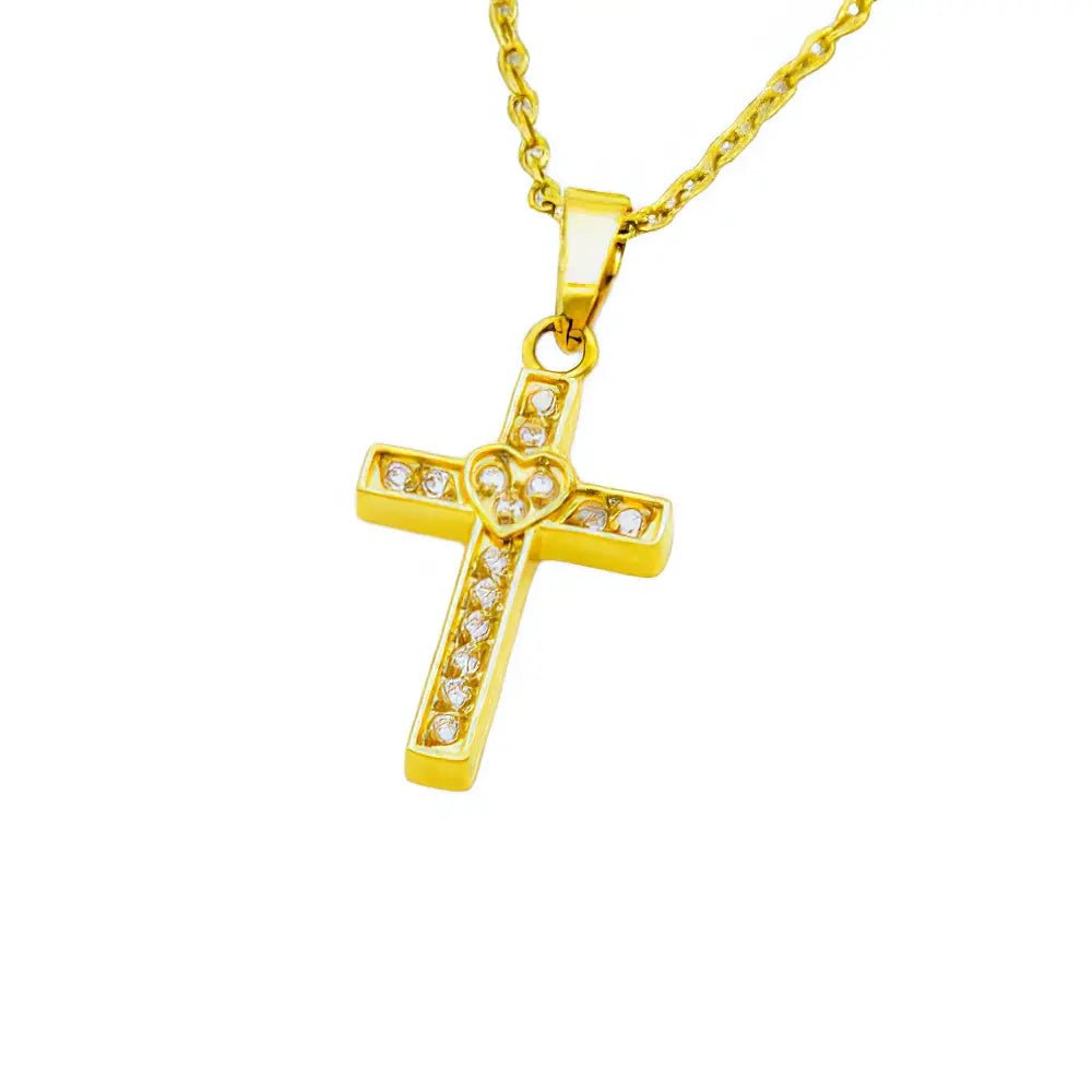 Ατσάλινος σταυρός επιχρυσωμένος 1.5cm με ζιργκόν (N3096) - charmy.gr