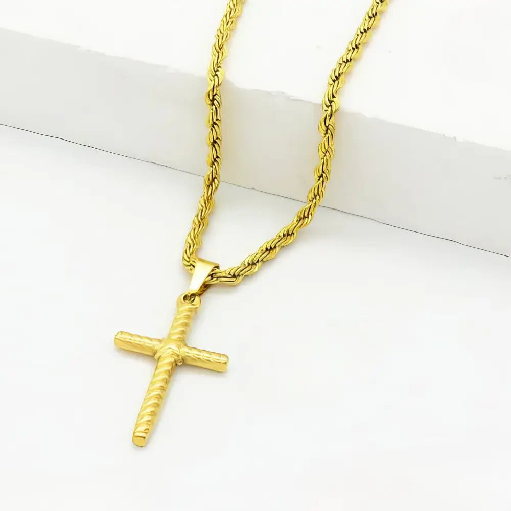 Ατσάλινος σταυρός επιχρυσωμένος 2.6cm (N3049) - charmy.gr