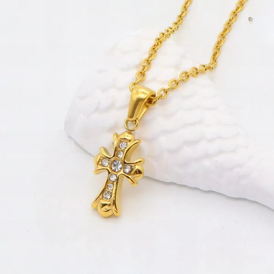 Ατσάλινος Σταυρός με Διαφανή Ζιργκόν 1.6cm (N3246) - charmy.gr