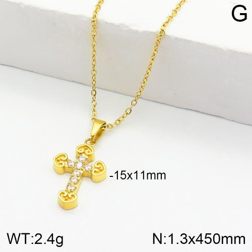 Ατσάλινος σταυρός με ζιργκόν επιχρυσωμένος (N3036) - charmy.gr