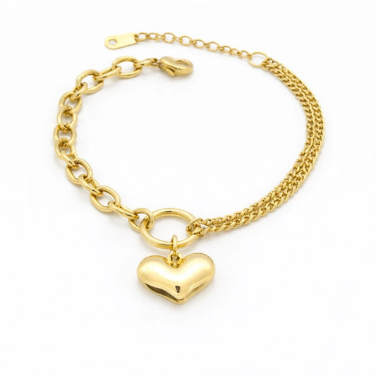 Ατσάλινο βραχιόλι με καρδιά (B3633)