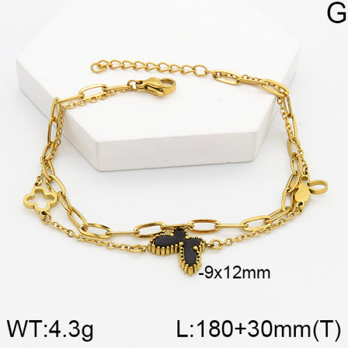 Βραχιόλι ατσάλι χρυσό με charms (B3635)