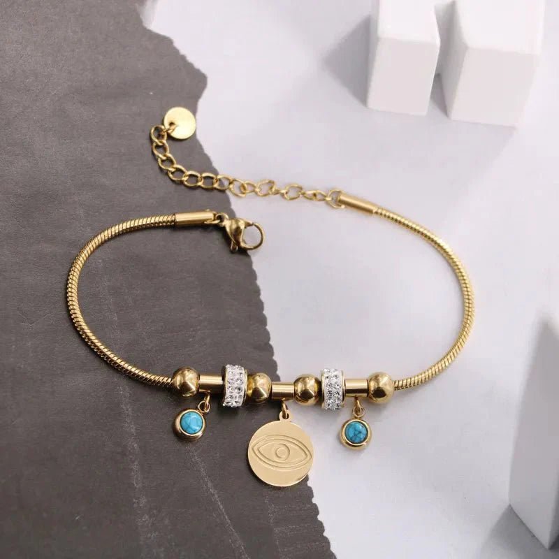 Βραχιόλι ατσάλινο με ματάκια (B1606) - charmy.gr