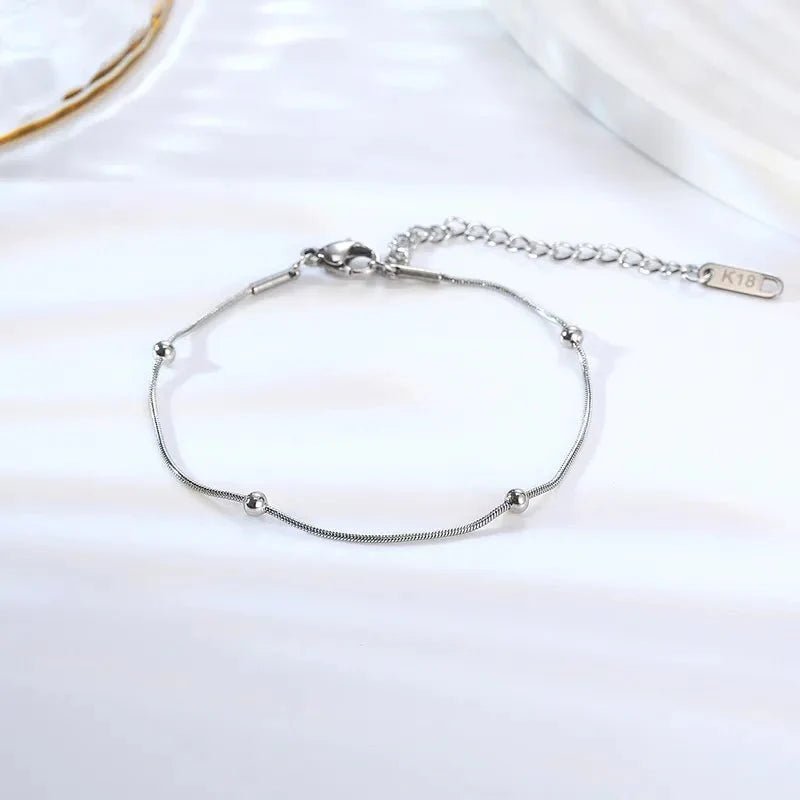 Βραχιόλι ατσάλινο με μεταλλικές χάντρες (B1586) - charmy.gr