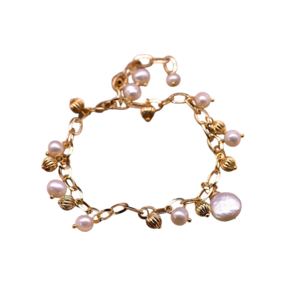 Βραχιόλι χάλκινο με μαργαριτάρια του γλυκού νερού (B1680) - charmy.gr