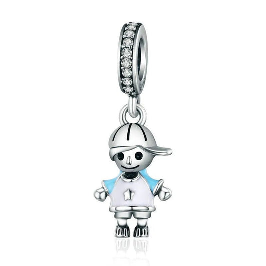 Charm Αγοράκι από Ασήμι 925 με Σμάλτο & Ζιργκόν (C1264) - charmy.gr