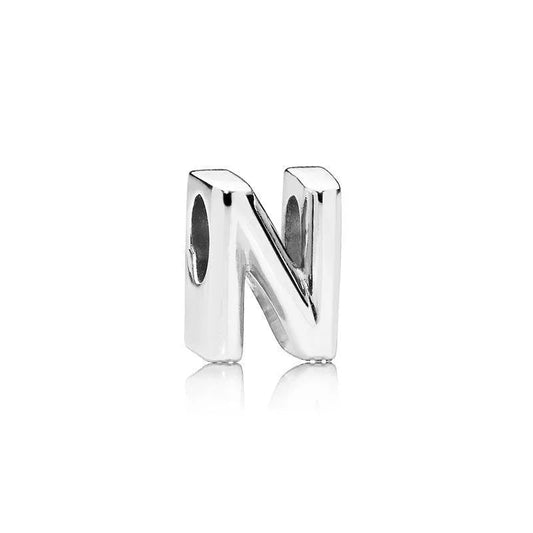 Charm από ασήμι 925 αρχικό γράμμα Ν (C1038) - charmy.gr