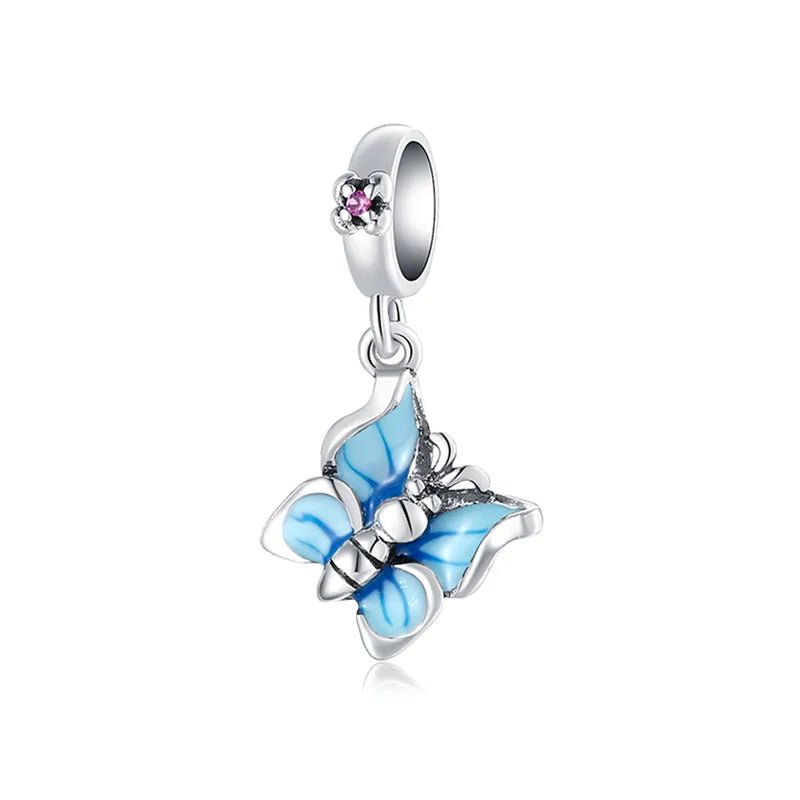 Charm από ασήμι 925 γαλάζια πεταλούδα (C1019) - charmy.gr
