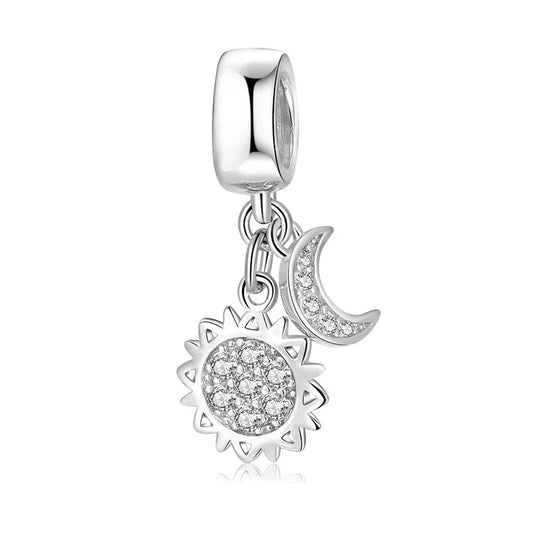Charm από ασήμι 925 ήλιος και φεγγάρι (C1139) - charmy.gr
