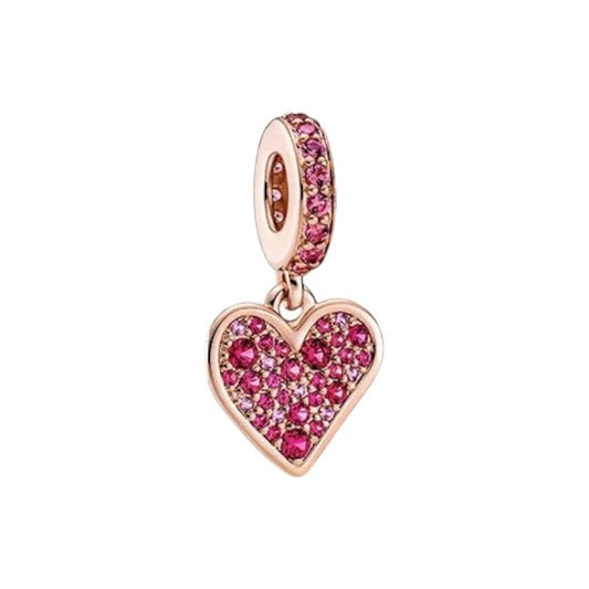 Charm από ασήμι 925 καρδιά με ζιργκόν (C1101) - charmy.gr