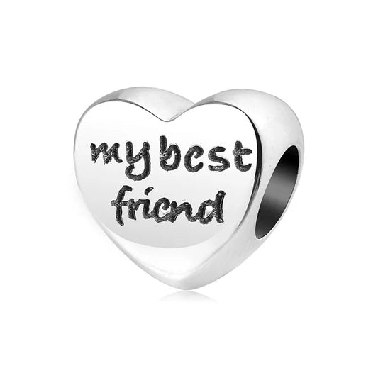 Charm από ασήμι 925 καρδιά my best friend (C1043) - charmy.gr
