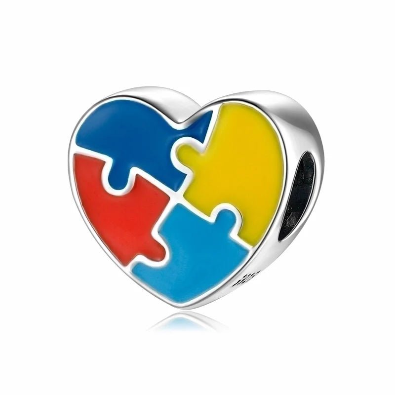 Charm από ασήμι 925 καρδιά παζλ (C1248) - charmy.gr