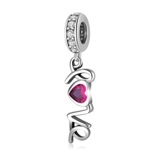 Charm από ασήμι 925 love με ζιργκόν (C1145) - charmy.gr