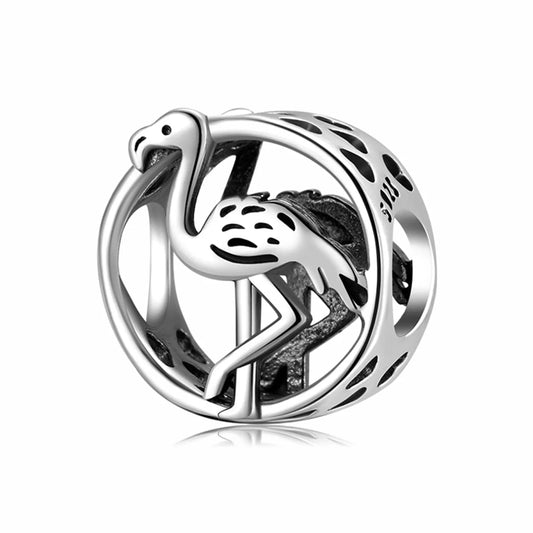 Charm από ασήμι 925 με Φλαμίνγκο (C1255) - charmy.gr
