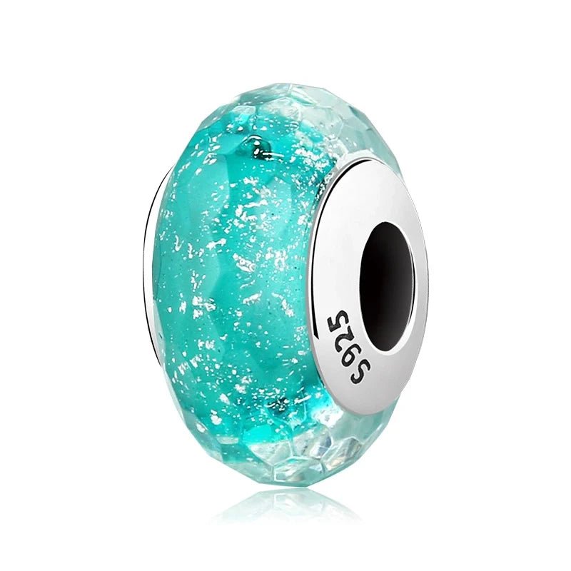 Charm από ασήμι 925 με τυρκουάζ γυαλί (C1187) - charmy.gr