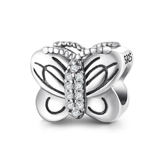 Charm από ασήμι 925 πεταλούδα με ζιργκόν (C1114) - charmy.gr