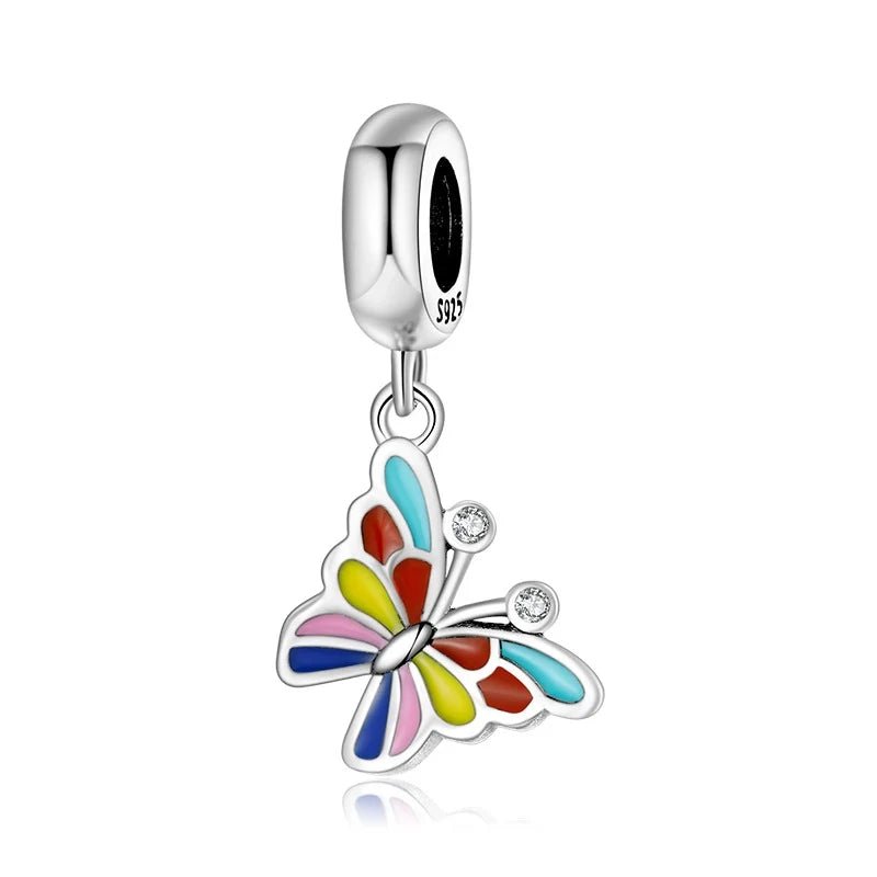 Charm από ασήμι 925 πολύχρωμη πεταλούδα (C1124) - charmy.gr
