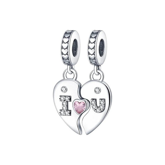 Charm διπλό από ασήμι 925 ενωμένη καρδιά (C1241) - charmy.gr