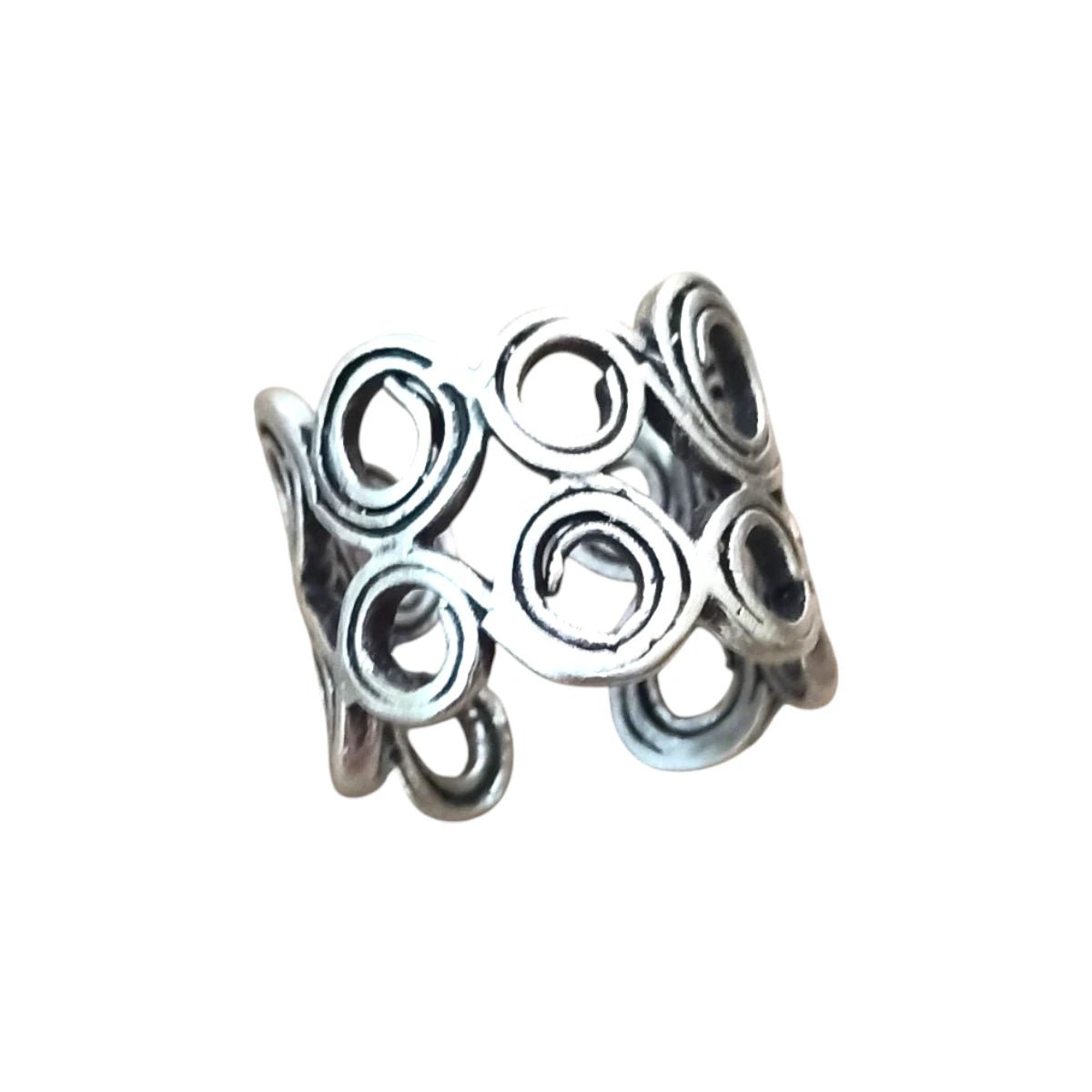 Δαχτυλίδι από ζάμακ με γεωμετρικά σχέδια ρυθμιζόμενο (R1432) - charmy.gr