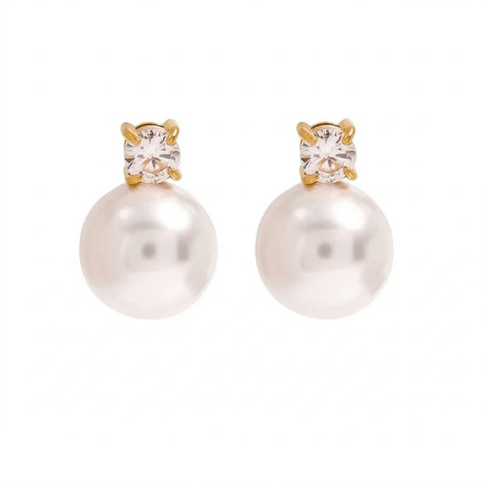 Ατσάλινα σκουλαρίκια με πέρλα 1,4 εκ. (E1750)