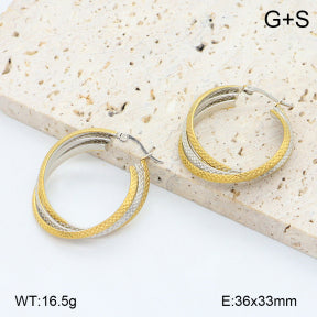 Σκουλαρίκια κρίκοι ατσάλι δίχρωμοι 36x33mm (E3362)