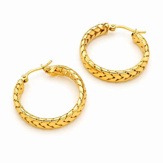 Σκουλαρίκια κρίκοι ατσάλι χρυσοί 25x6mm (E3393)